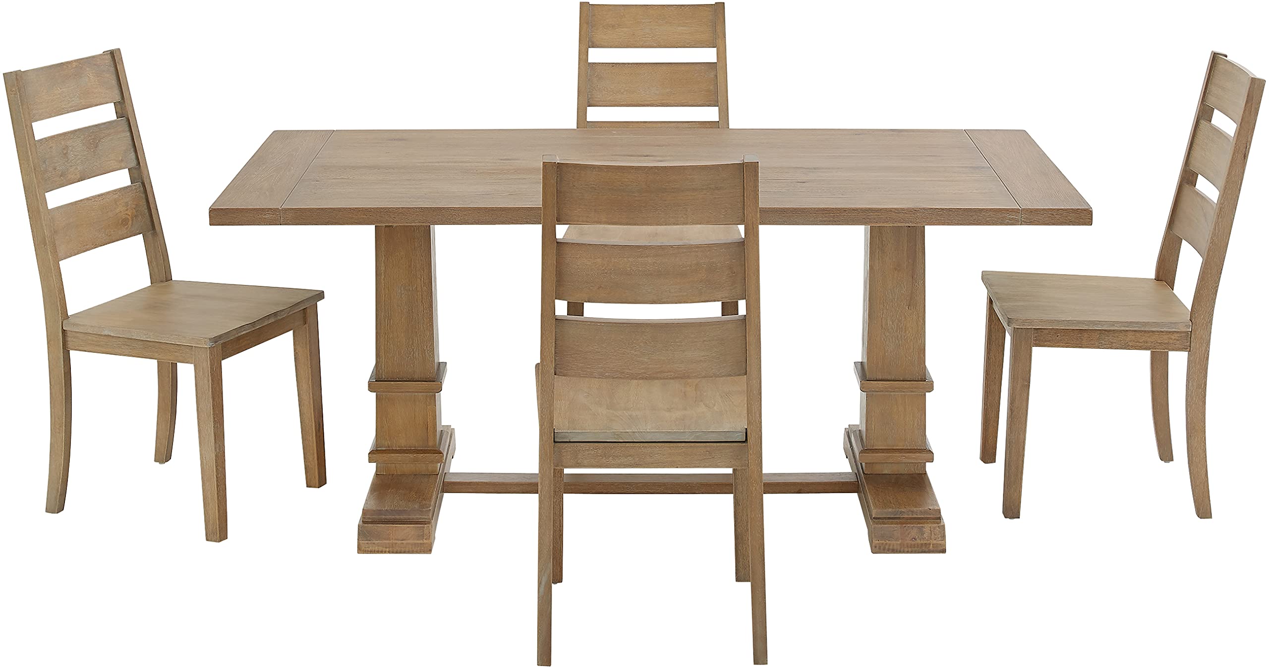 Crosley Furniture Joanna 5-Piece Modern Farmhouse Dining Table Set for 4 with Ladderback Chairs, Rustic Brown