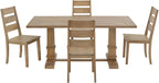 Crosley Furniture Joanna 5-Piece Modern Farmhouse Dining Table Set for 4 with Ladderback Chairs, Rustic Brown