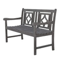 DVG Renaissance Outdoor Patio Diamond 4-Foot Hand-Scraped Hardwood Bench