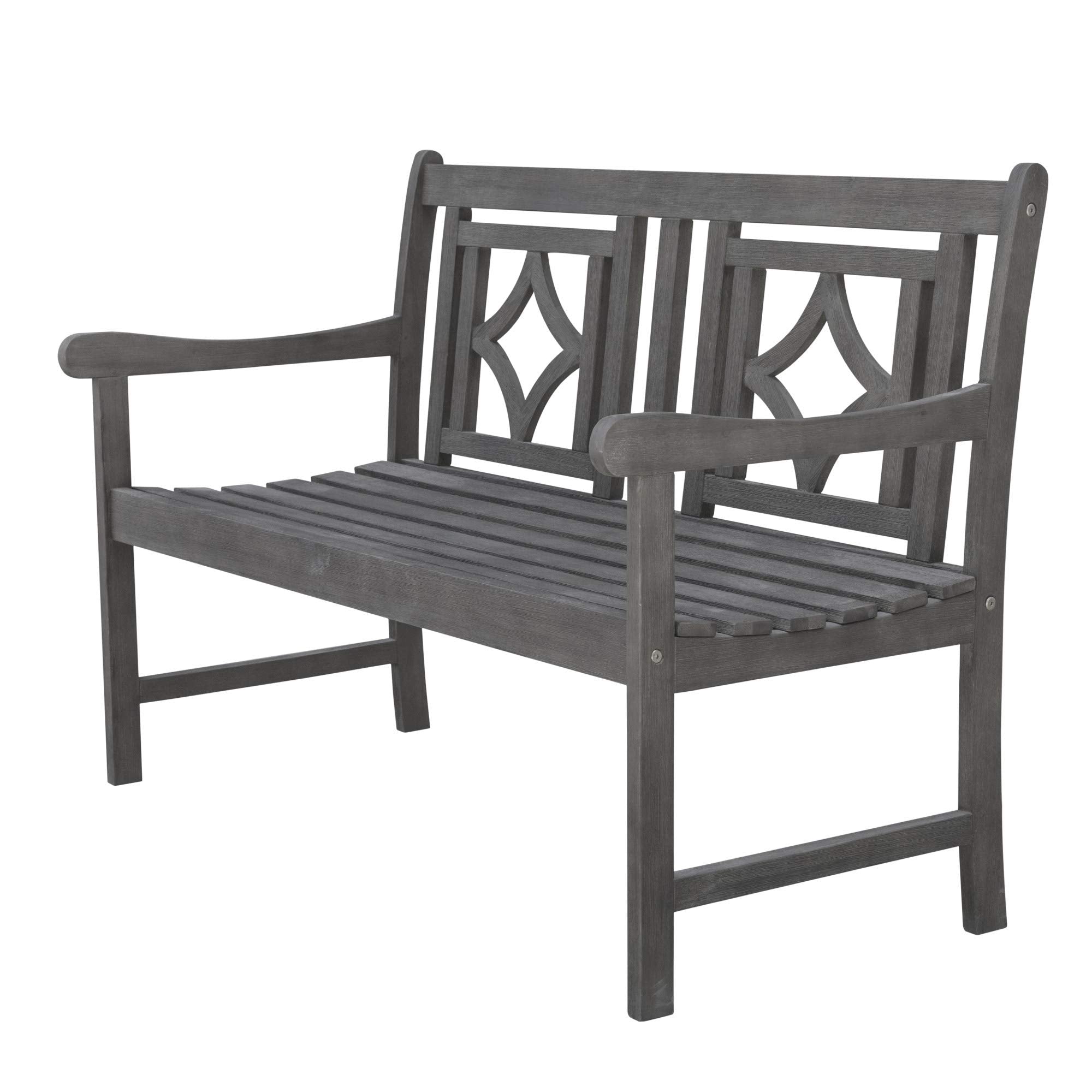 DVG Renaissance Outdoor Patio Diamond 4-Foot Hand-Scraped Hardwood Bench