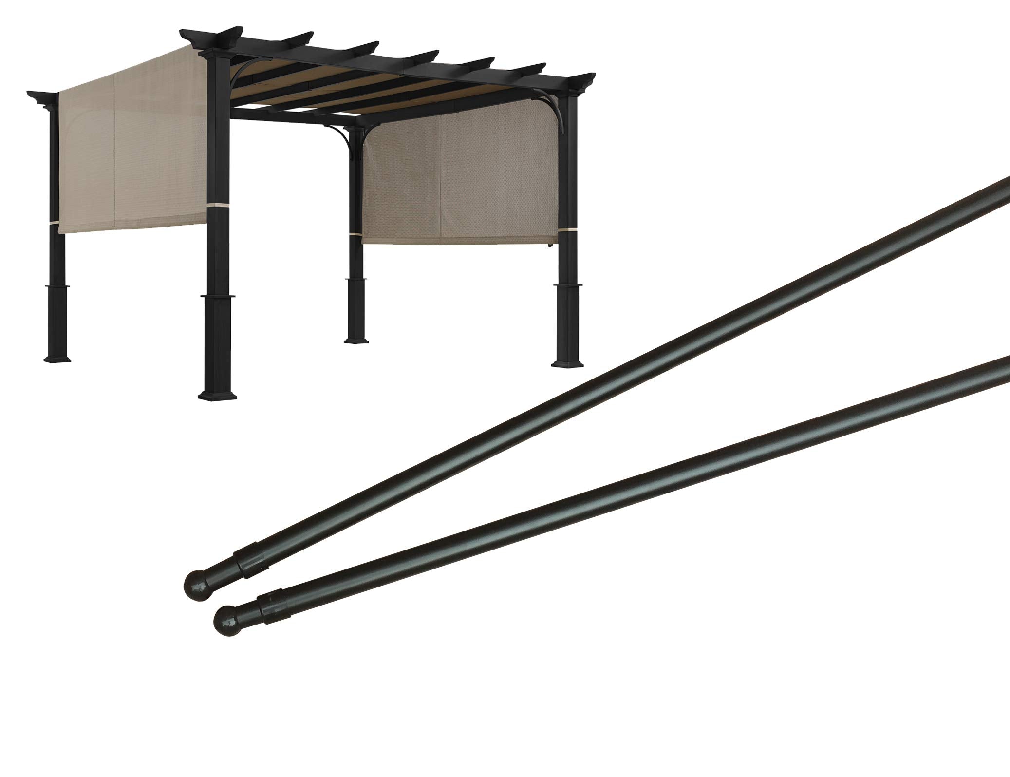 Alisun Length Adjustable Weight Rods/Pull Tubes For Pergola Canopy (2 Rods Included, From 77 Inches To 132 Inches)