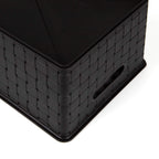 Bekith 5 Pack Woven Plastic Storage Basket, Woven Basket Bin, 10'' L X 7'' W X 4.4'' H, Black