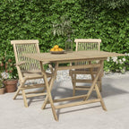 vidaXL Folding Patio Table - Solid Teak Wood Construction, Weather-Resistant, Foldable with Parasol Hole - Gray, Surface Dimensions 47.2"x27.6"