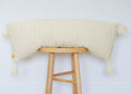 Lumi Living 100% Soft Cotton Raised Stripes Textured Rib Knit Lumbar Throw Pillow Cover With Tassels 14X36 (Oat Milk)