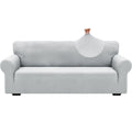 Znsayotx 1 Piece Jacquard Couch Covers For 3 Cushion Couch Living Room High Stretch Sofa Cover Pets Dogs Friendly Anti Slip Thickened Slipcovers Furniture Protector (Large, New Pattern Silver Grey)