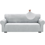Znsayotx 1 Piece Jacquard Couch Covers For 3 Cushion Couch Living Room High Stretch Sofa Cover Pets Dogs Friendly Anti Slip Thickened Slipcovers Furniture Protector (Large, New Pattern Silver Grey)