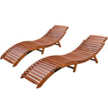 Devoko Patio Chaise Pool Lounge Outdoor Folding Wooden Lounge Chair For Outside Waterproof Lounge Chair (2 Piece)