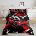 Car Bedding Set For Boys Cool Racing Sports Car Comforter Cover For Kids Children Extreme Sports Theme Comforter Modern Red Auto