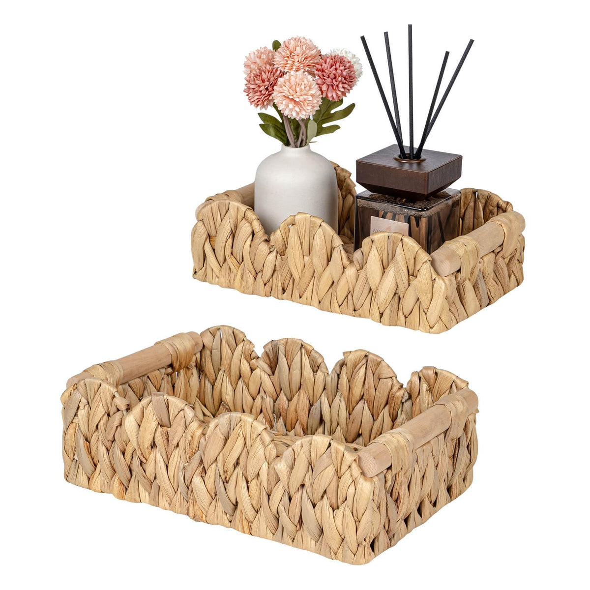 Kriitools Scalloped Toilet Paper Storage Basket for Over Toilet Shelf