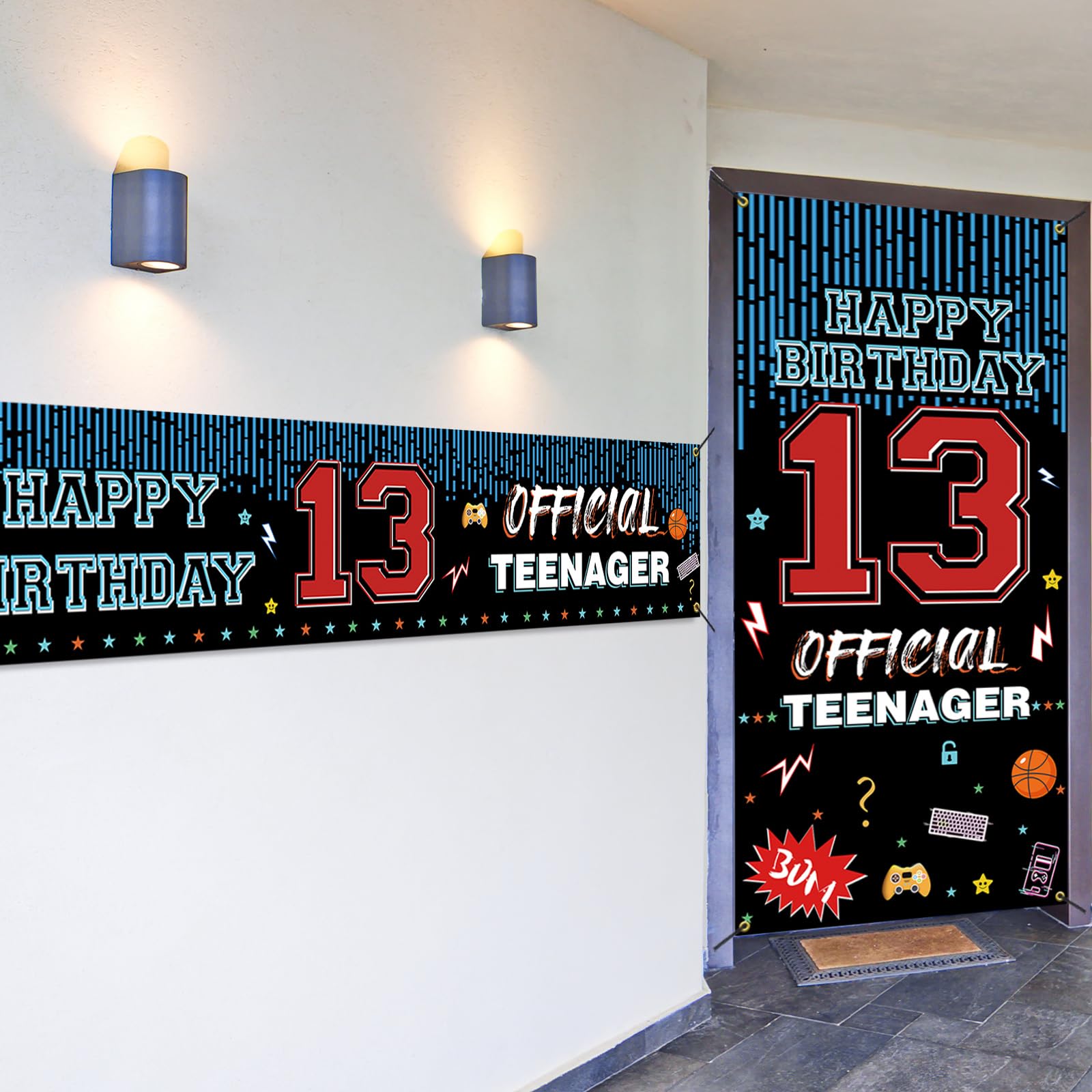 Happy 13Th Birthday Decoration Set, Official Teenager 13 Birthday Backdrop Banner For Boys Girls, Thirteenth Birthday Party Yard