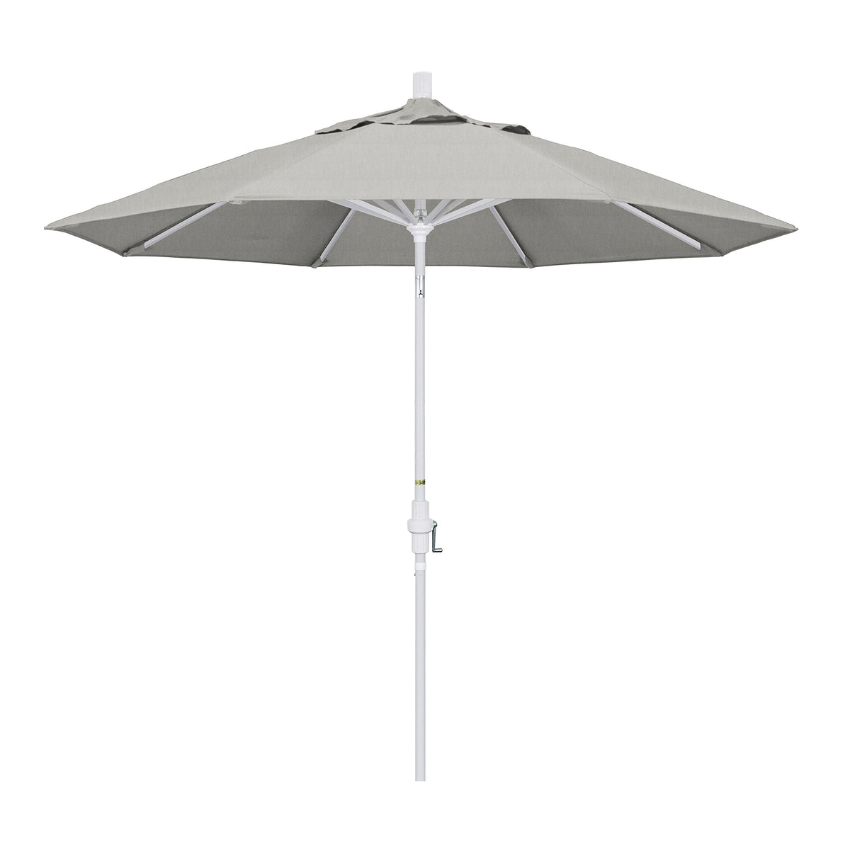 California Umbrella Gscu908170-5402 9' Round Aluminum Market, Crank Lift, Collar Tilt, White Pole, Sunbrella Granite Patio Umbre