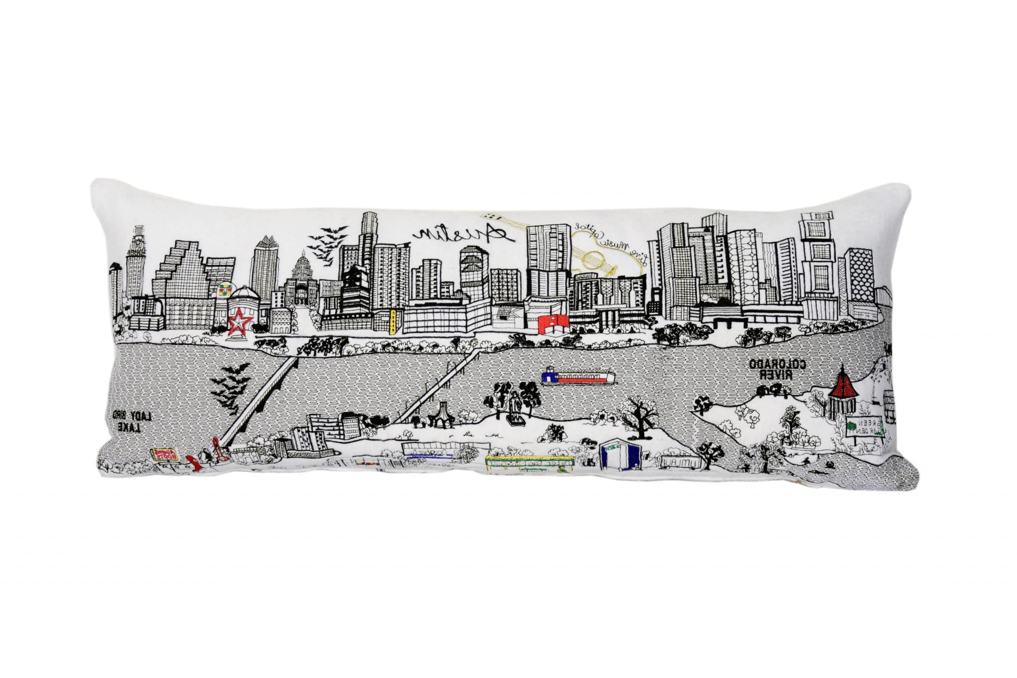 HomeRoots Cream 35' White Austin Daylight Skyline Lumbar Decorative Pillow