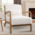 ANJHOME Mid Century Modern Accent Chair, Comfy Lambs Wool Reading Chair with Solid Wood Frame, Easy Assembly Armchair for Living
