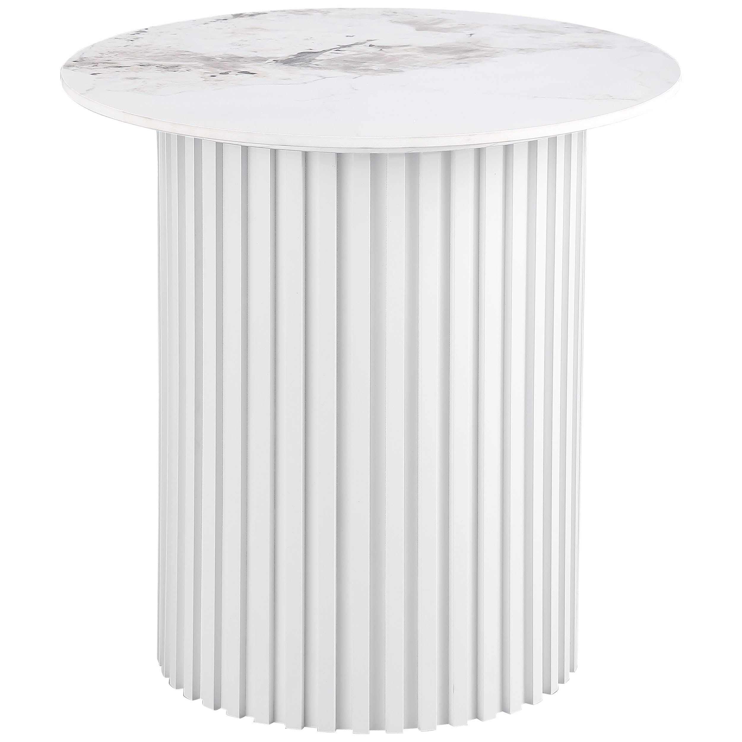 Coaster Home Furnishings Rowena Round Sintered Stone End Table White Faux Marble