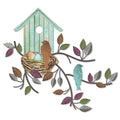 Peryiter Birds Wall Decor Metal Bird Decor for Wall Outdoor Bird Wall Art Hanging Metal Tree with Birdhouse for Living Room Meta