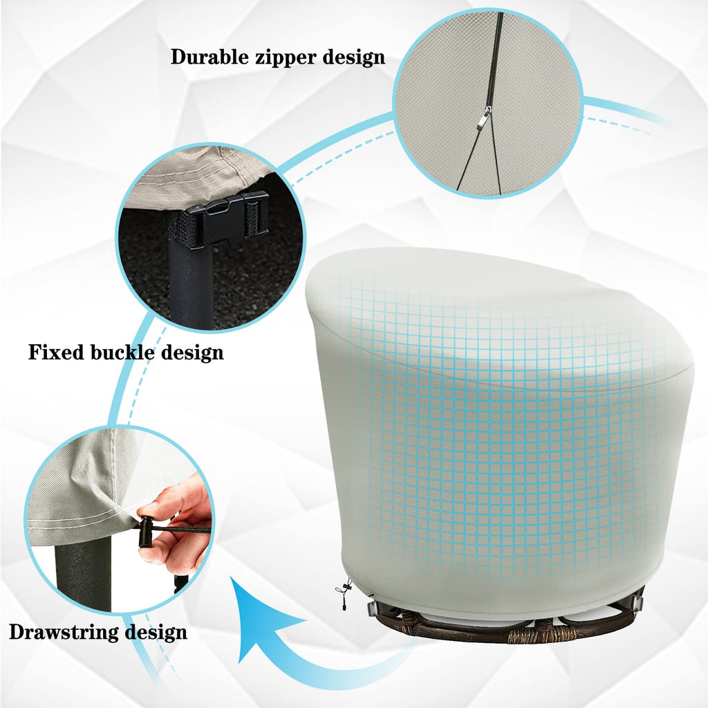 Iceberg Elf Papasan Chair Cover Waterproof,(For 52In Outdoor Papasan Chairs Covers) Beige, Zipper Design, Easy To Put On And Tak