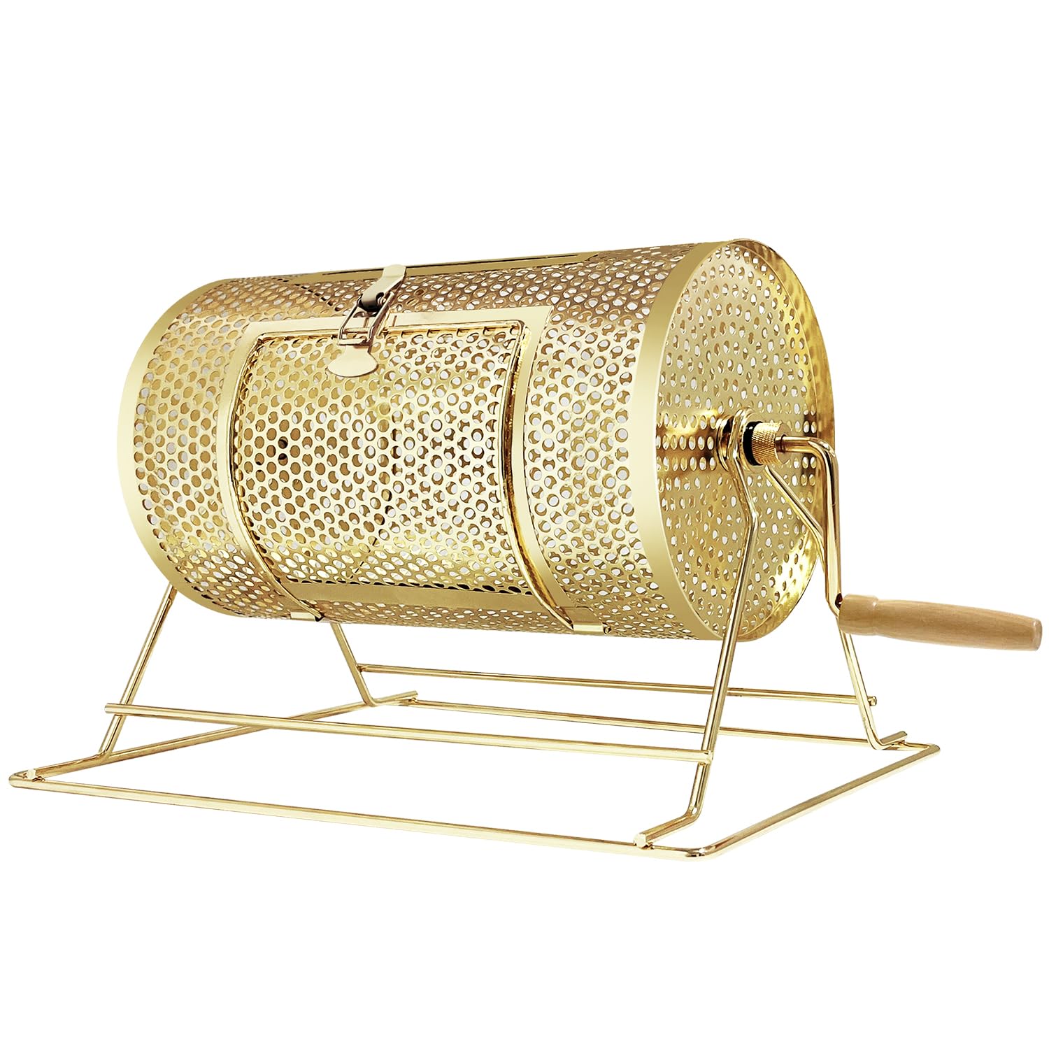 Yuzpkrsi Raffle Drum, Professional Brass Plated Raffle Ticket Spinning Cage With Wooden Turning Handle, Large Capacity Holds 250