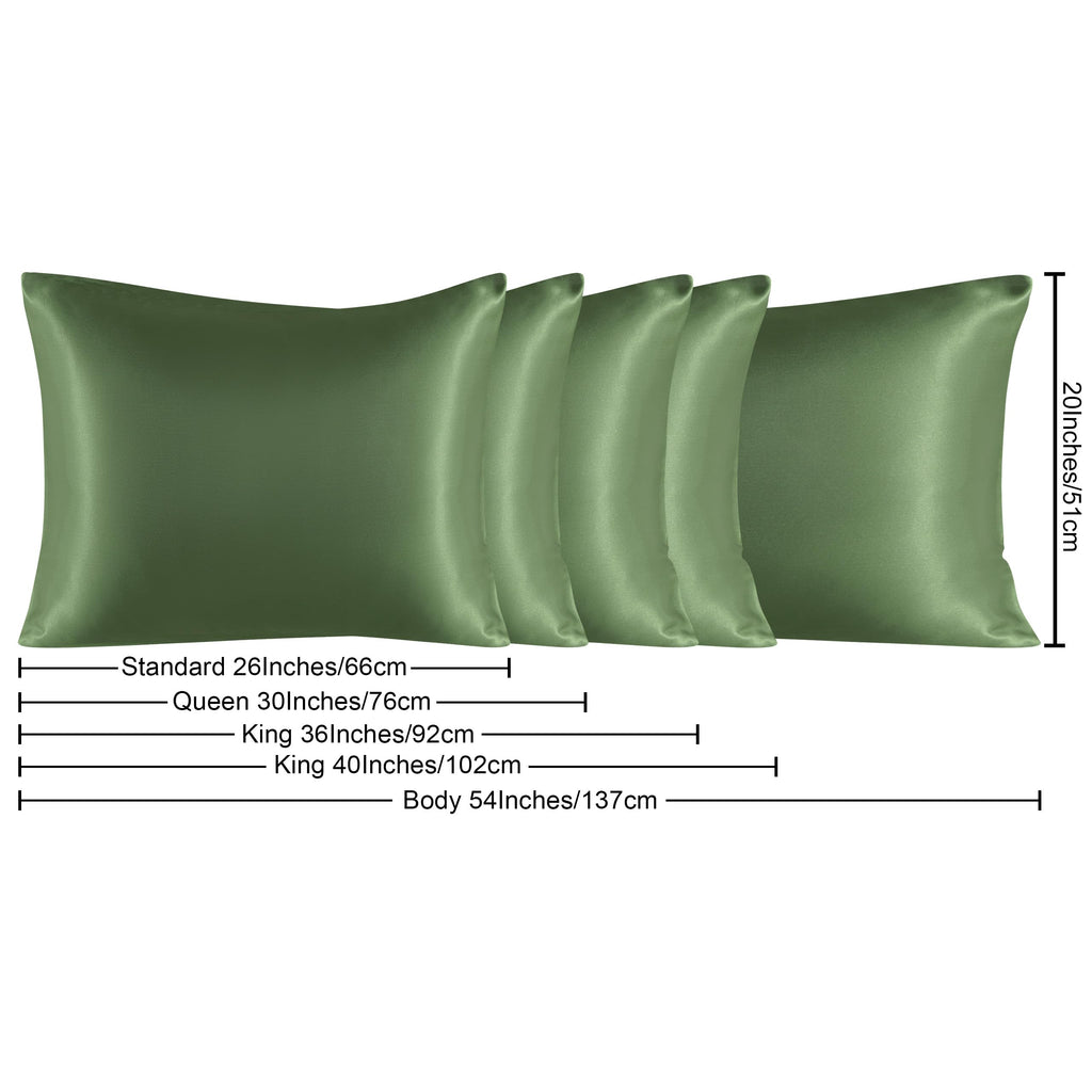Ntbay 2 Pack Satin King Pillowcases For Hair And Skin, Luxurious And Silky Pillow Cases With Envelope Closure, 20X40 Inches, Olive Green