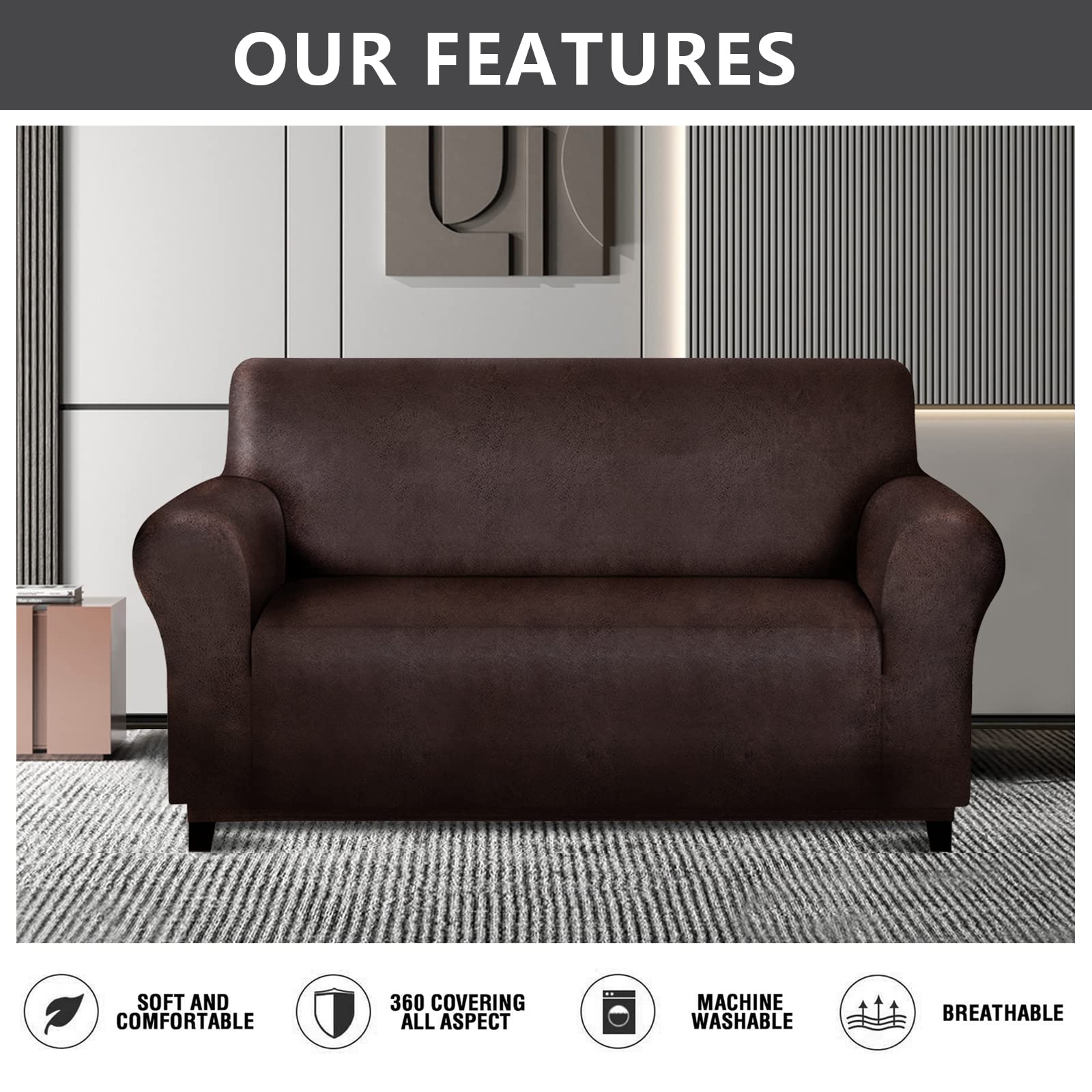 Molasofa Loveseat Covers - Couch Cover For Leather Couches, Soft Loveseat Covers With Leather-Like Quality. Washable, Non-Pillin