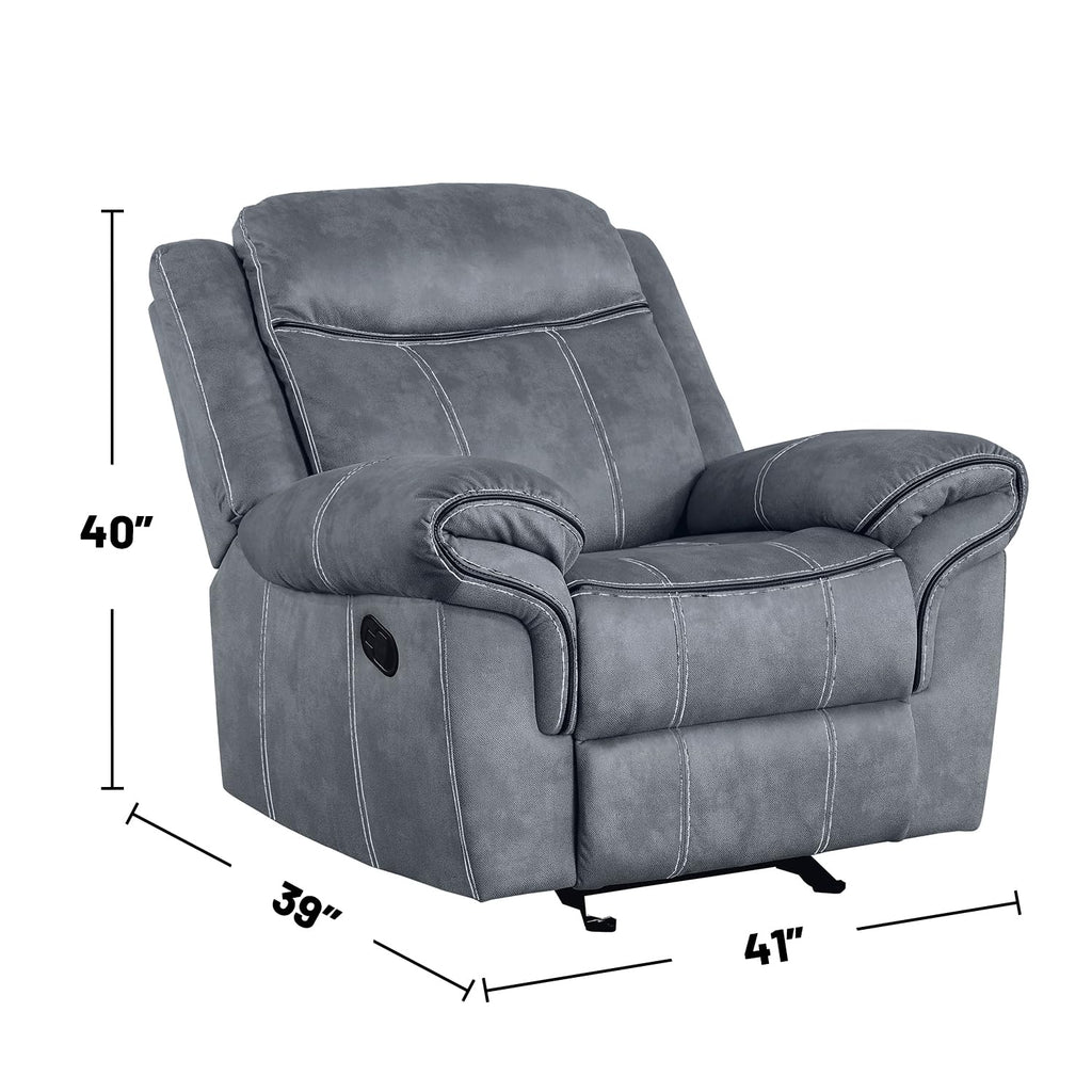 Acme Zubaida Velvet Horizontal Upholstered Glider Recliner In 2-Tone Gray