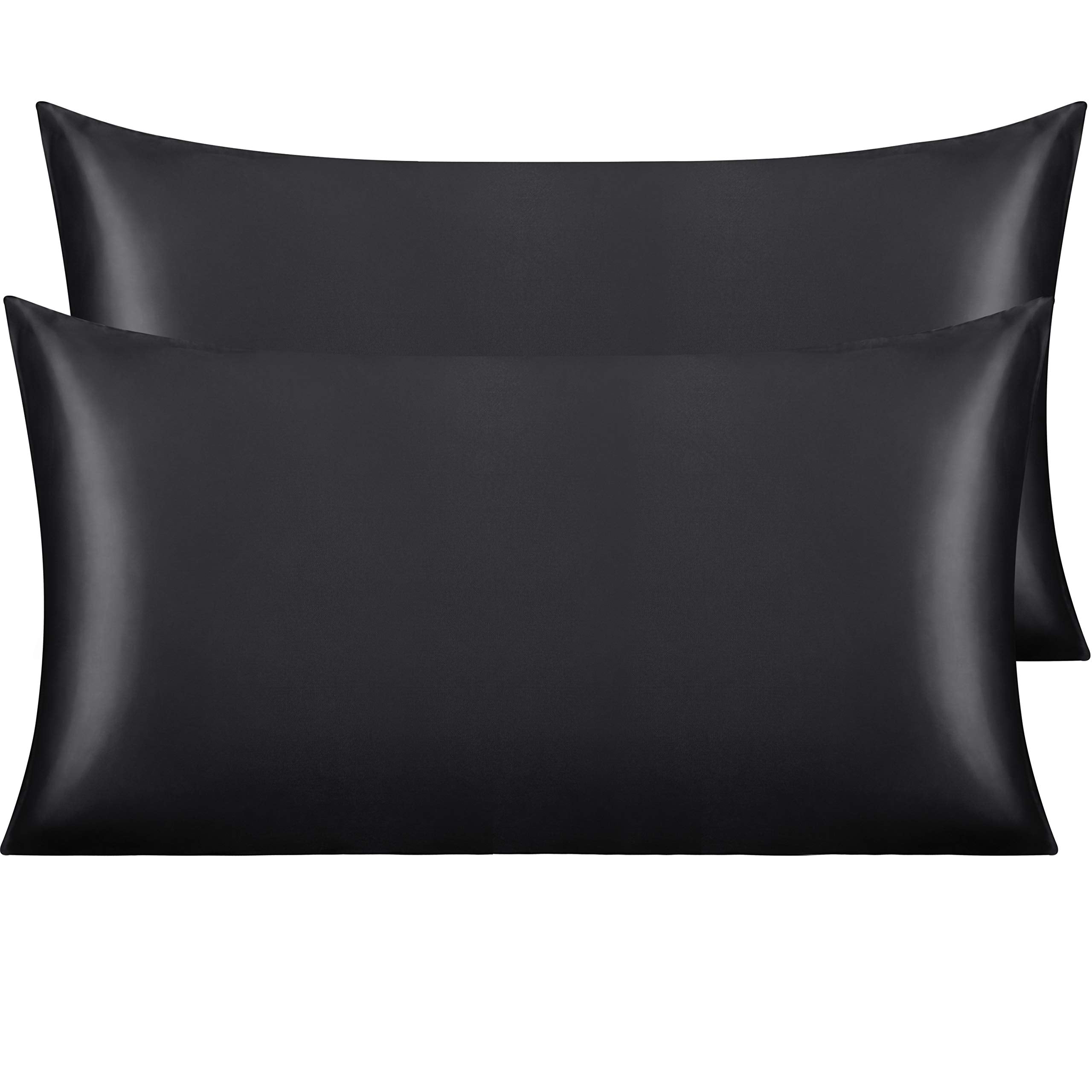 Ntbay 2 Pack Satin King Pillowcases For Hair And Skin, Luxurious And Silky Pillow Cases With Envelope Closure, 20X40 Inches, Bla