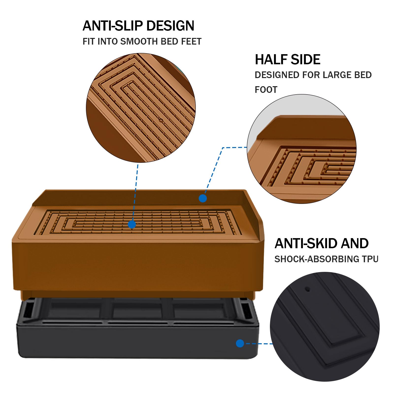 Annkut Furniture Risers 1.5 Inch, Rectangle Adjustable Risers Blocks For Bed Sofa Table And Couch Lifting,Heavy Duty Support Up