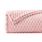 Bedelite Fleece Blanket Twin Blanket For Bed Couch, 3D Jacquard Decorative Pink Throw Blanket, Soft And Cozy Warm Plush Fuzzy Bl