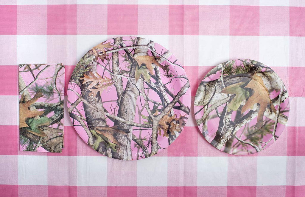 Havercamp Pink Camo Paper Party Plates | 8 Count | 7'' Round, Next Vista Pattern | Great For Bridal Themed Events, Bachelorette