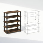 Furinno Turn-S-Tube 3-Tier Multipurpose Standing Shelves, Shoe Rack, Amber Pine/Black, Set of 2