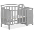 Dream On Me Casco 3-in-1 Mini Crib and Changing Table in Pebble Grey, Convertible Crib, Made of Pinewood, Three Position Adjusta