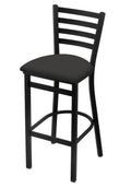 400 25 Stationary Counter Stool with Black Wrinkle Finish and Canter Iron Seat