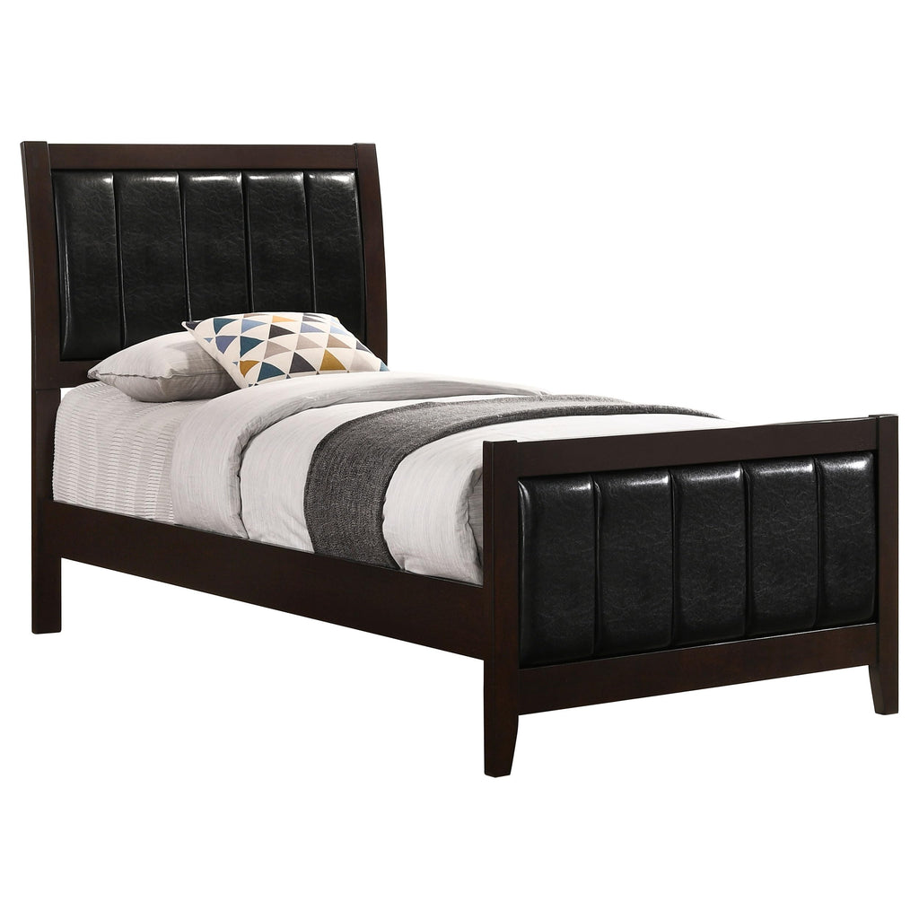 Coaster Home Furnishings Carlton Contemporary Leatherette Upholstered Twin Size Panel Bed Frame 51-inch Headboard Cappuccino 202091T