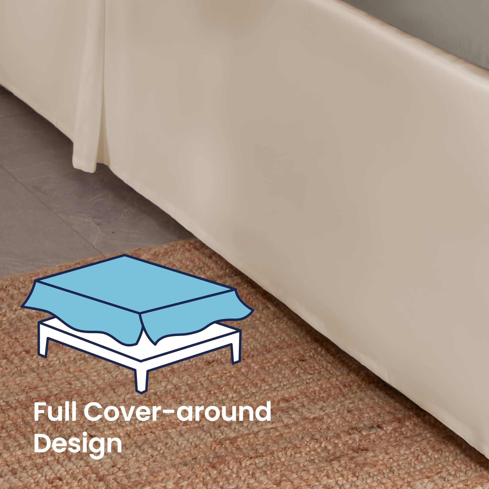 Sleep Zone Pleated Bed Skirts Full Size, 15 Inch Tailored Drop Easy Fit Bedskirt, Anti-Static, Fade Resistant (Full, Black)