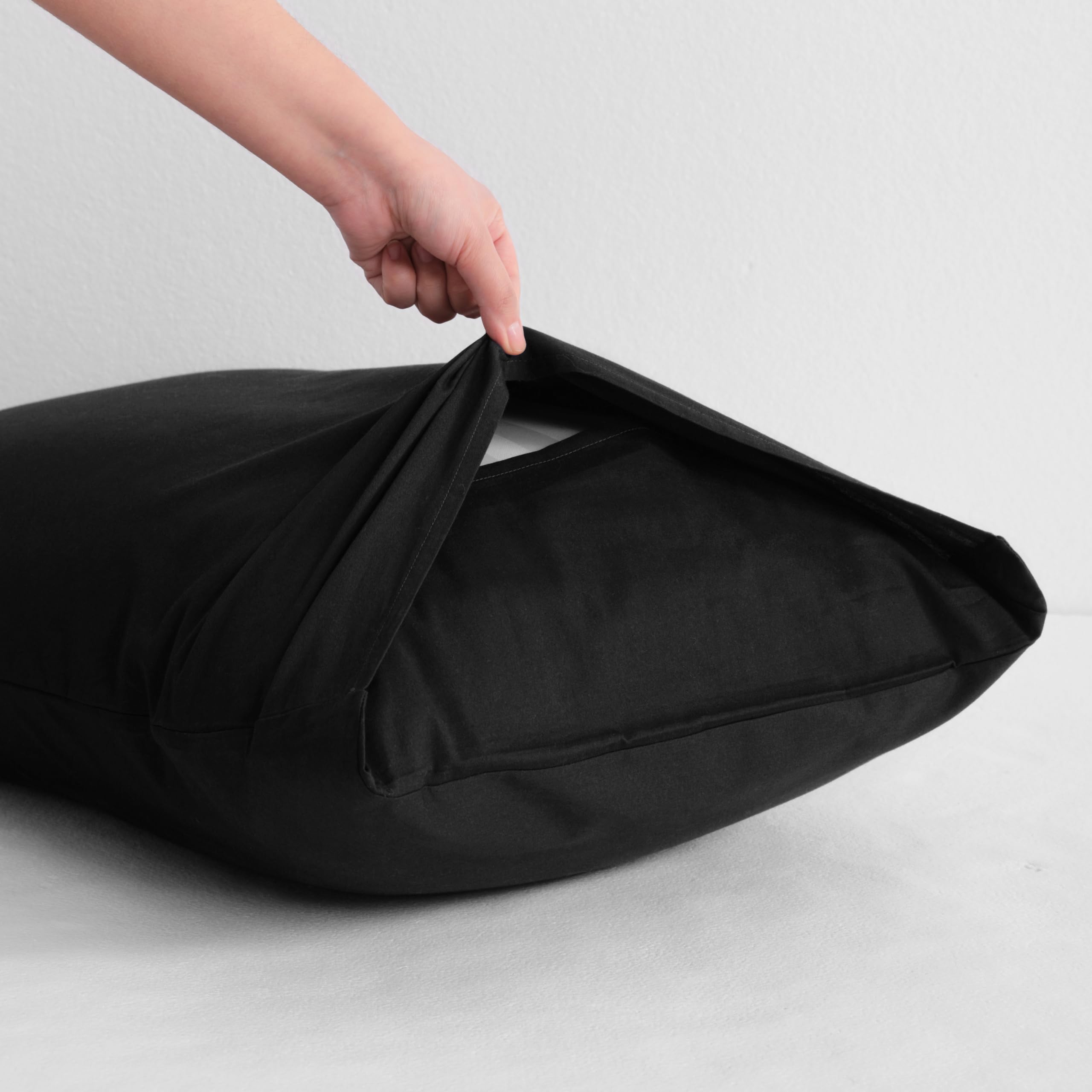 Ntbay Standard Cotton Pillowcases - Envelope Closure 20X26 Pillowcases Set Of 2, Breathable And Soft Bed Pillow Cases, Black