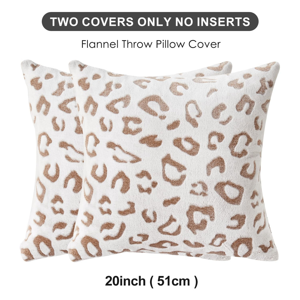 Sochow Decorative Throw Pillow Covers 20X20 Inches Set Of 2, Soft Leopard Print Flannel Fleece Pillowcase Square Cushion Covers