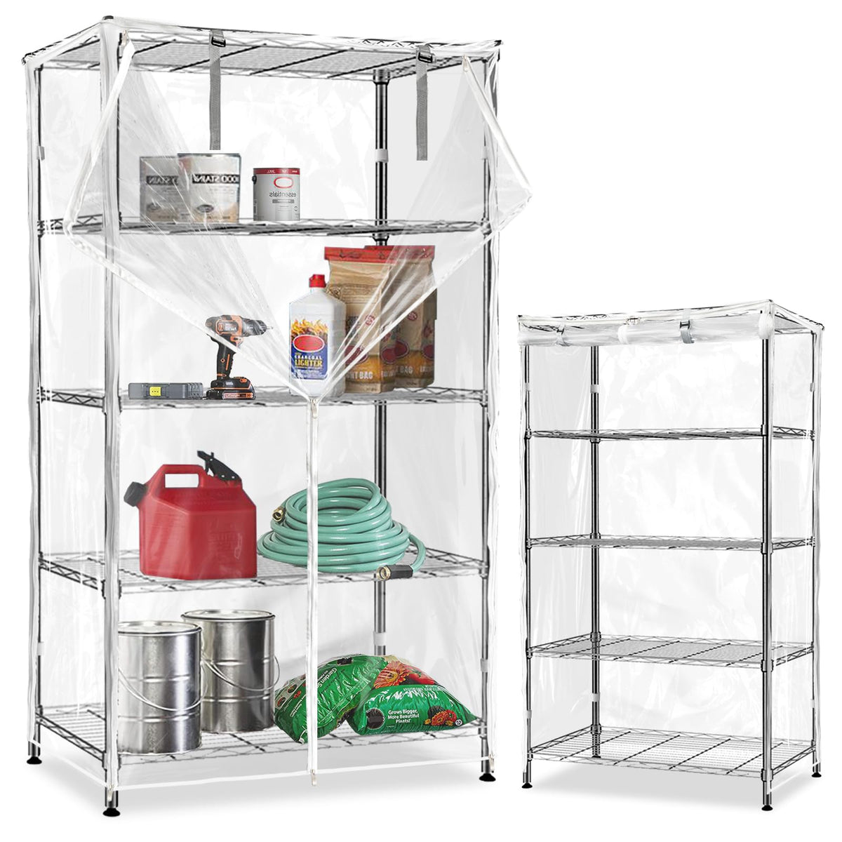 Dalema Waterproof Shelf Cover,Durable Dustproof Storage Wire Rack Covers,Outdoor Shelving Covers for Wire Shelves with Zipper 48