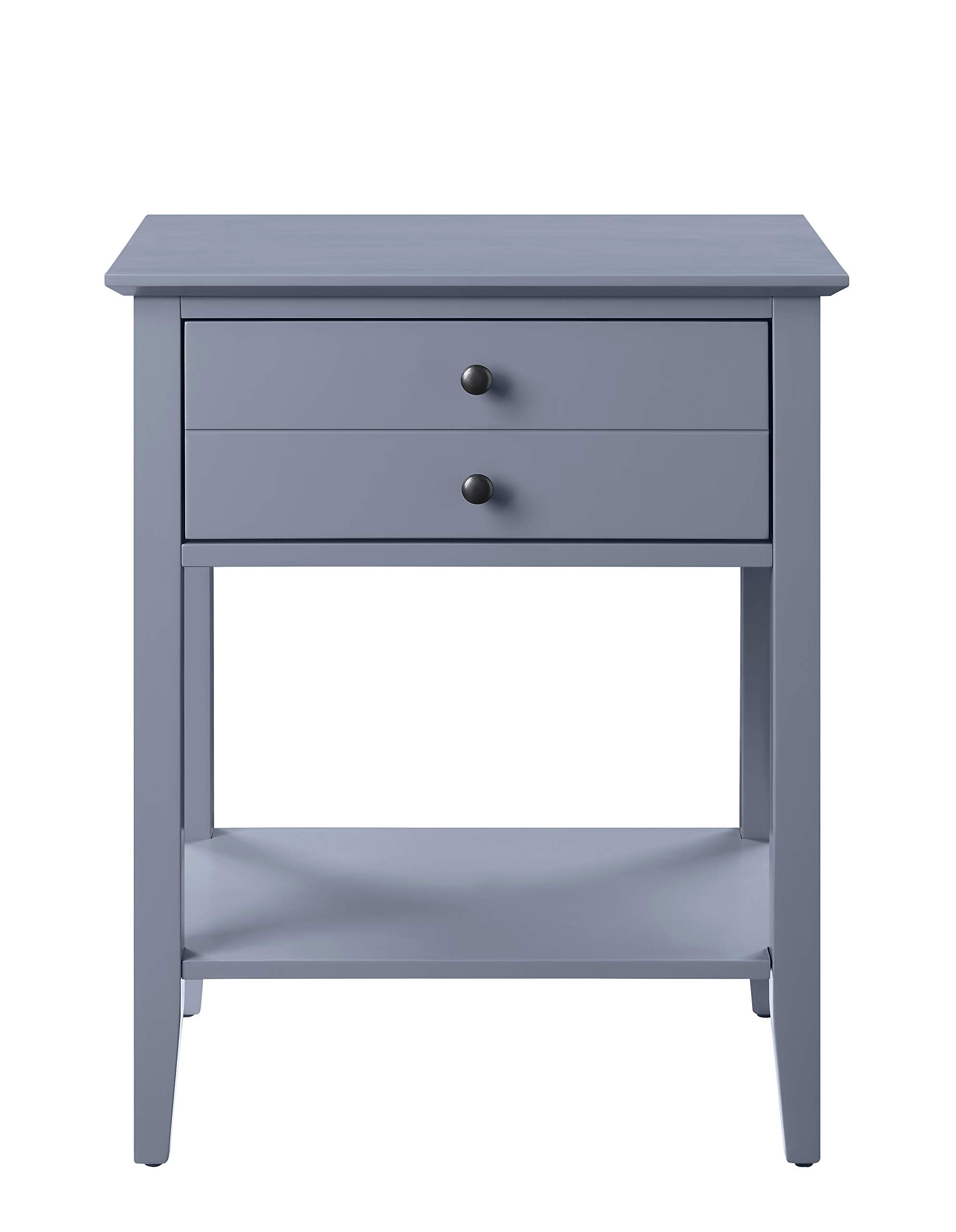 Acme Grardor Wooden Side Table with USB Charging Dock in Gray