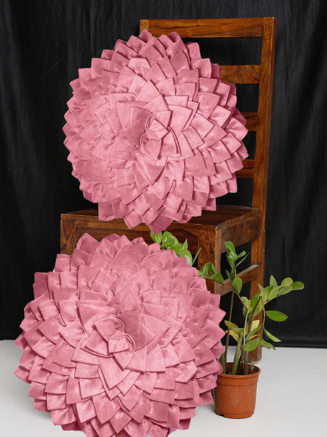 K.S.Craft Polyester And Polyester Blend 300 Tc Cushion Cover, Standard, Pink, 2 Pieces