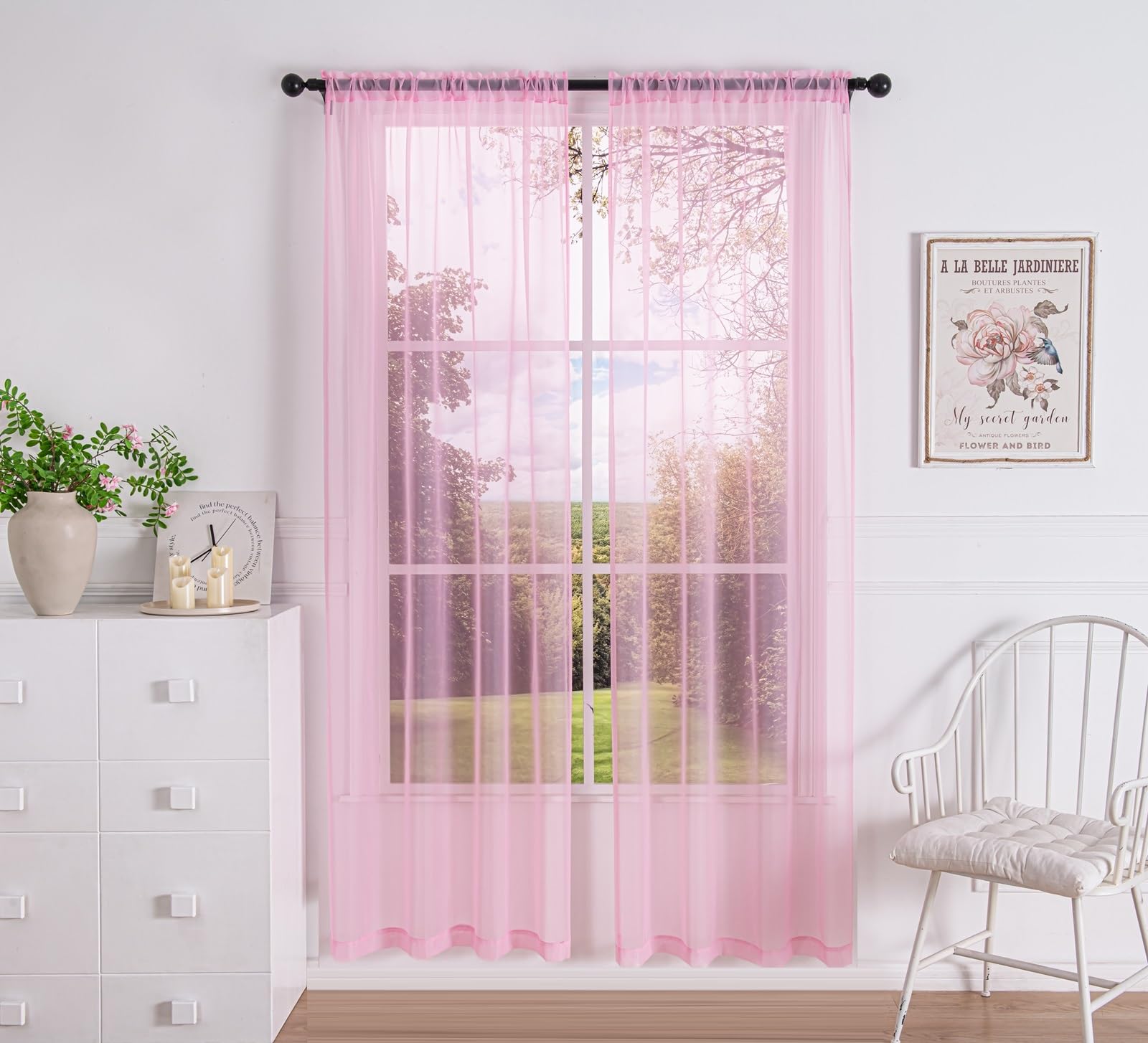 Pi Sheer Curtain 108 Inches Long,Light Window Drapery Soft Airy Voile ...