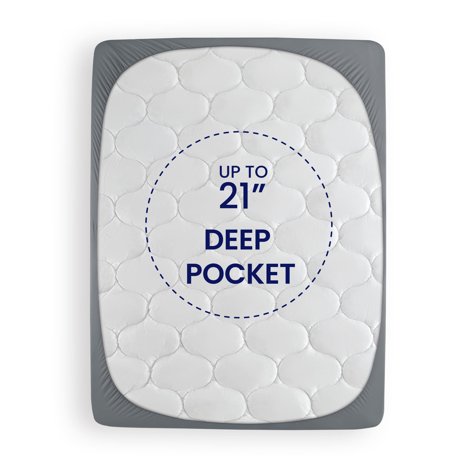 Sleep Zone Cooling Mattress Topper Queen, Extra Thick Mattress Pad Cover, Soft Fluffy Pillow Top Bed Mattress Topper, Easy Care, Washable (Grey Lattice, Queen)