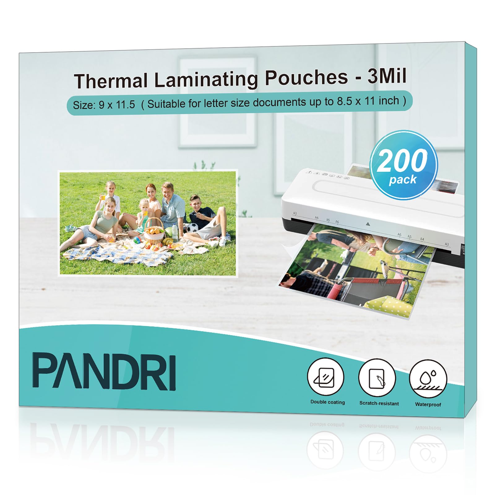 Laminating Sheets, Pandri 200 Pack Thermal Laminator Pouches Holds 8.5 X 11 Inch, 3 Mil Clear Laminator Paper 9 X 11.5 Inch, Let
