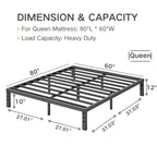 Comasach Queen Bed Frame Heavy Duty,12' High Black Metal Platform Bed Frame,Sturdy Steel Frame,No Box Spring Needed,Noise-Free,Easy Assembly