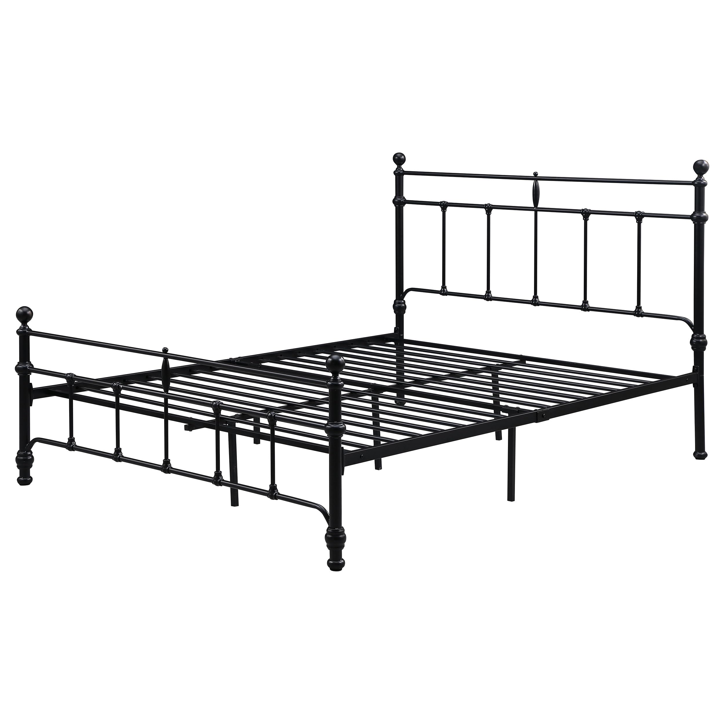 Coaster Home Furnishings Novak Traditional Metal Queen Size Open Frame Bed Frame Platform Bed 48-inch Headboard Matte Black 316001Q