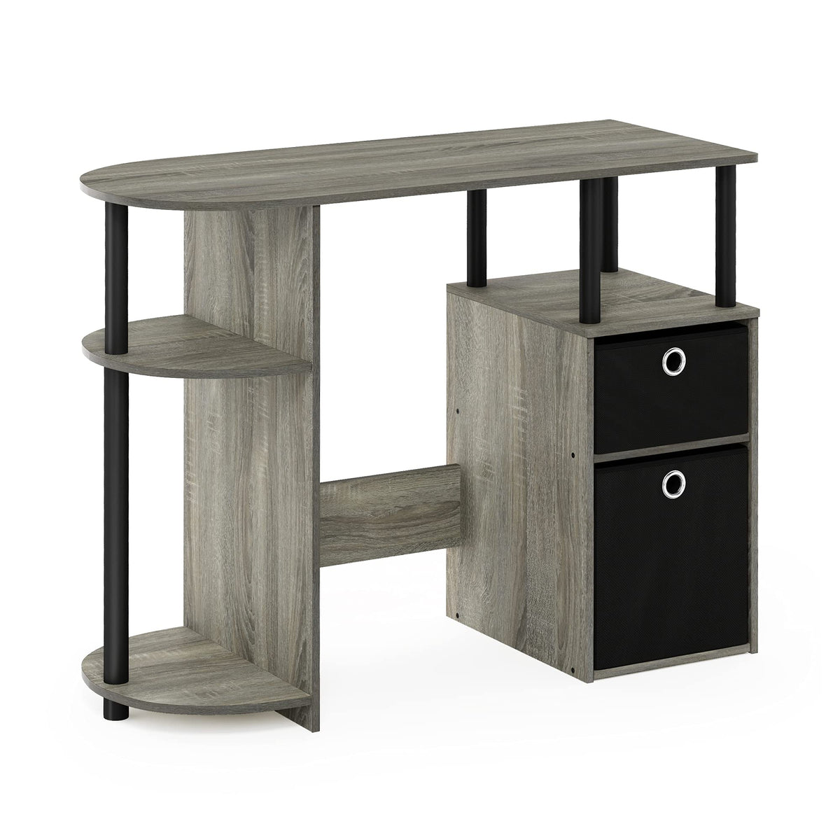 Furinno Jaya Simplistic Computer Study Desk, 15.6&quot; D X 38.4&quot; W X 28.5&quot; H, French Oak Grey/Black