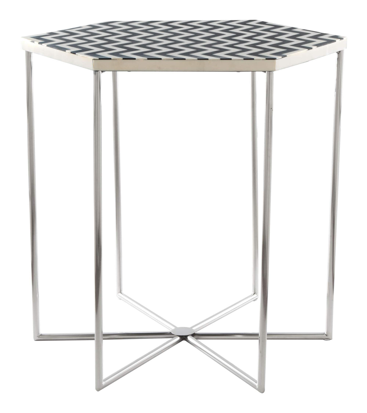 HomeRoots Decor 18.7-inch x 18.7-inch x 21.1-inch Black & White, Resin, Steel, Side Table