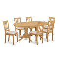 East West Furniture VAAN7-OAK-C 7 Piece Kitchen Table Set Consist of an Oval Dining Table with Butterfly Leaf and 6 Linen Fabric Upholstered Dining Chairs, 40x76 Inch, Oak