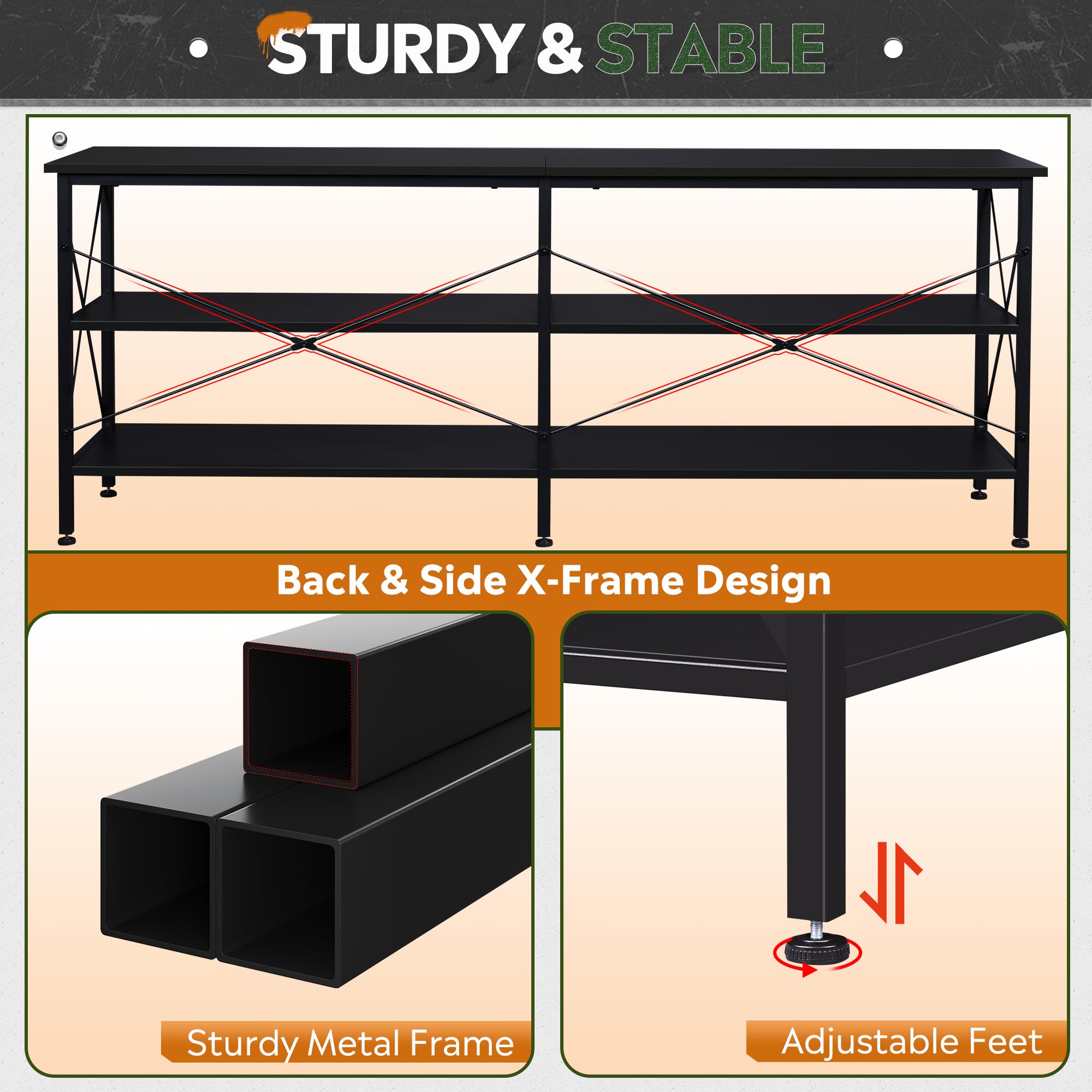 Wlive Tv Stand Up To 70 Inch Tv, 63' Entertainment Center, Tv Media Console With 3-Tier Storage Shelves For Living Room And Bedroom, Black