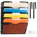 Easepres 5 Pocket Mesh Hanging Wall File Organizer With Hangers & Nametag Label, Wall Mounted Mail Paper Document Folder Holder,