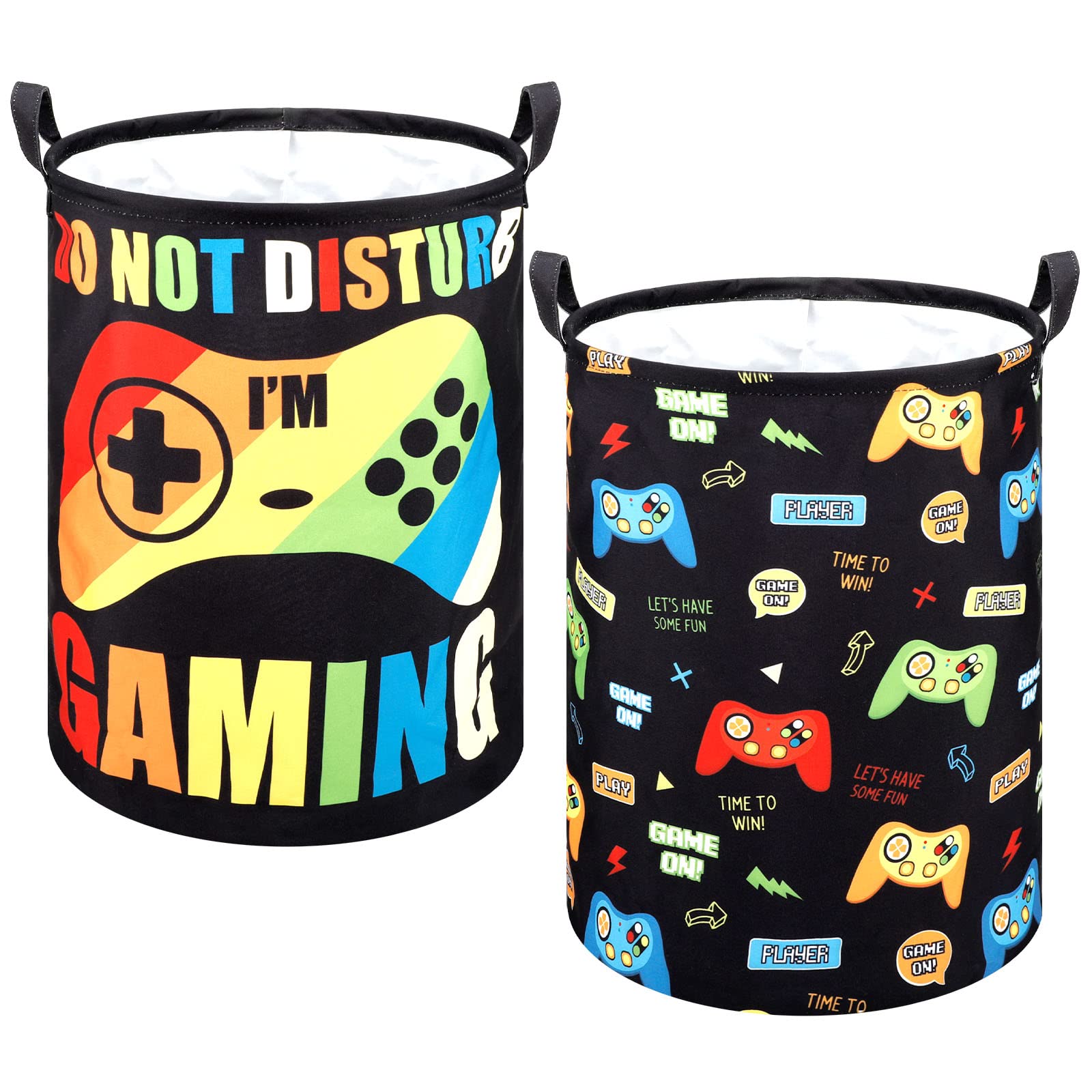 Zhehao 2 Pcs Gamer Laundry Basket Boys Hamper Kids Gaming Storage Basket Hamper Clothes Organizer Toy Storage Waterproof Laundry