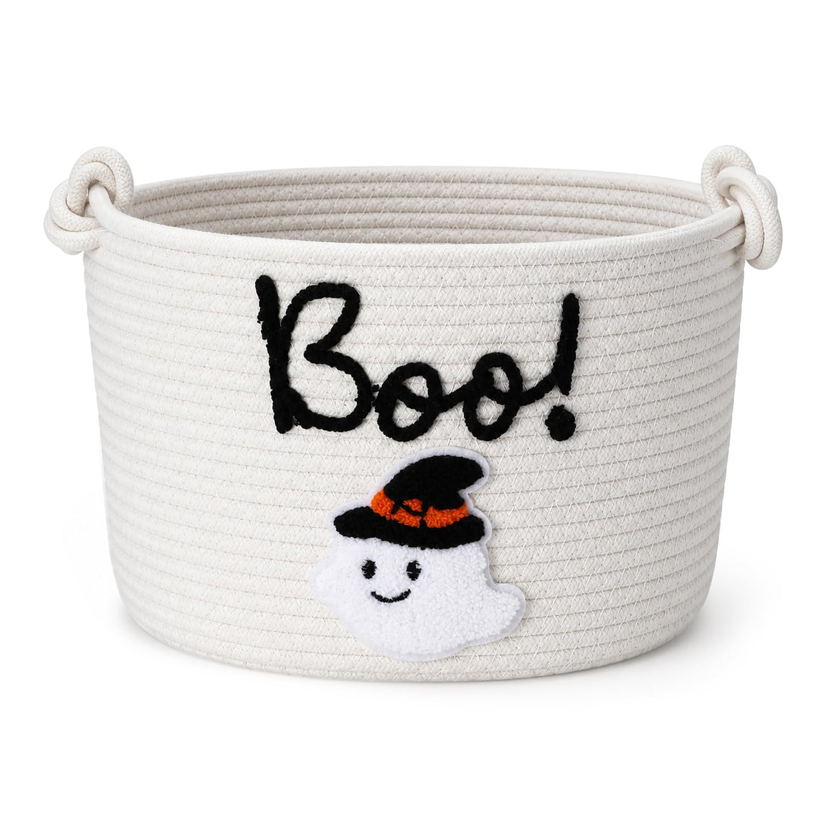 Reallnaive Boo Basket, Halloween Trick or Treat Basket with Handle
